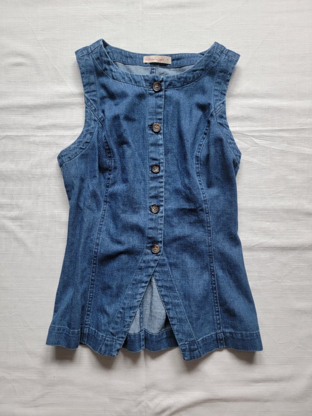 Marine Layer Timeless Denim Button-Up Vest Size Small - Picture 4 of 8